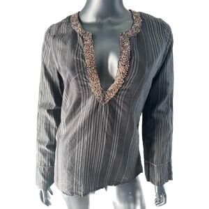 Day Birger et Mikkelsen Silk Sequins Neckline Black Blouse Sz 34 XS
